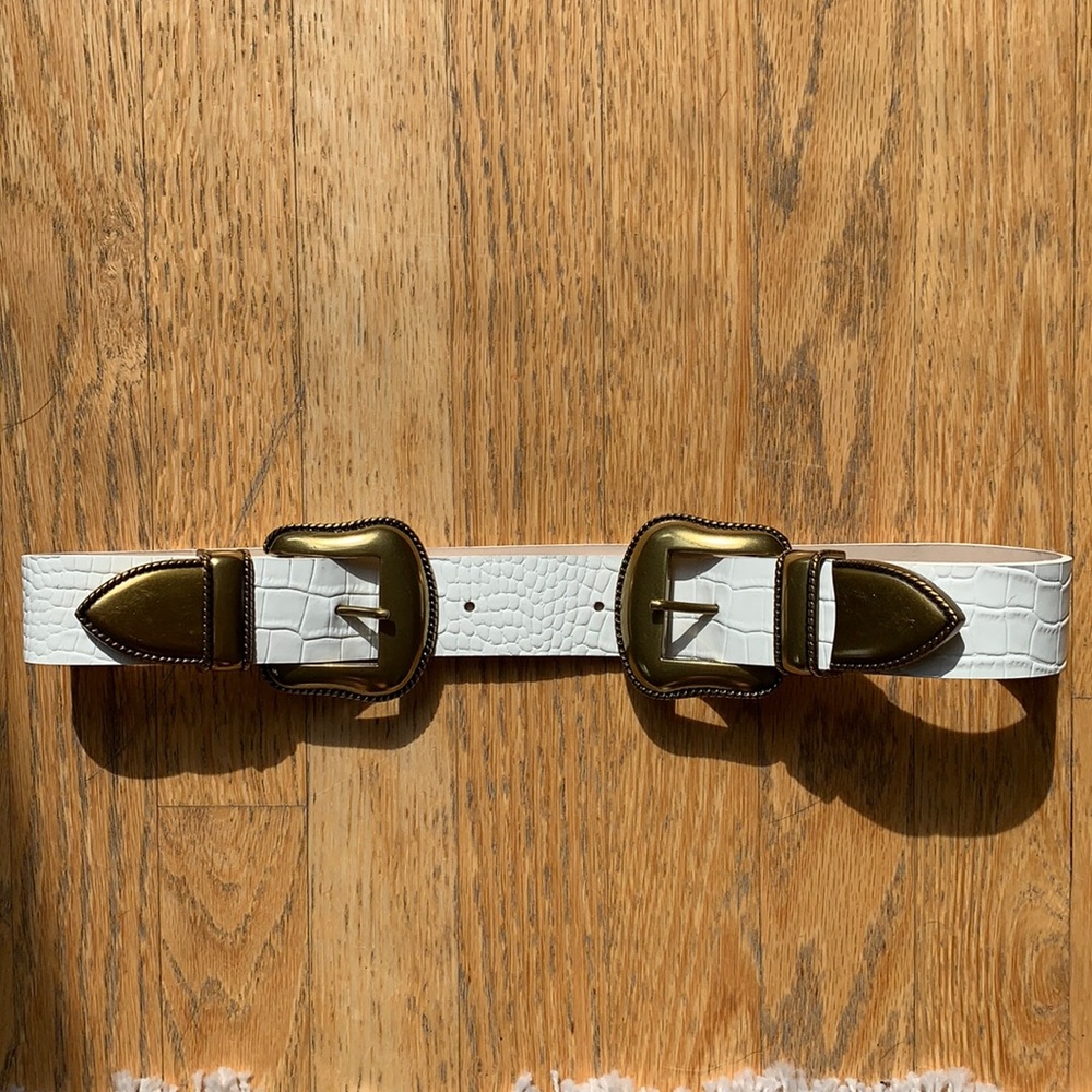 Bri Bri White Crocodile Waist Belt